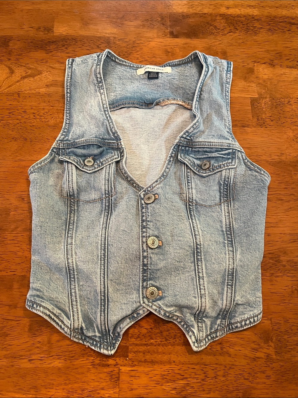 American Eagle Outfitters Light Blue Denim Vest